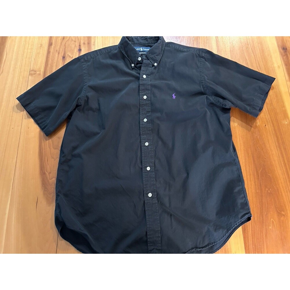 Ralph Lauren Classic Fit Men’s Short Sleeve Button Up Shirt. Large Black